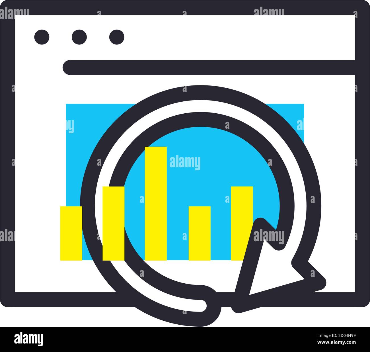 bars chart with repeat arrow on website line and fill style icon design ...