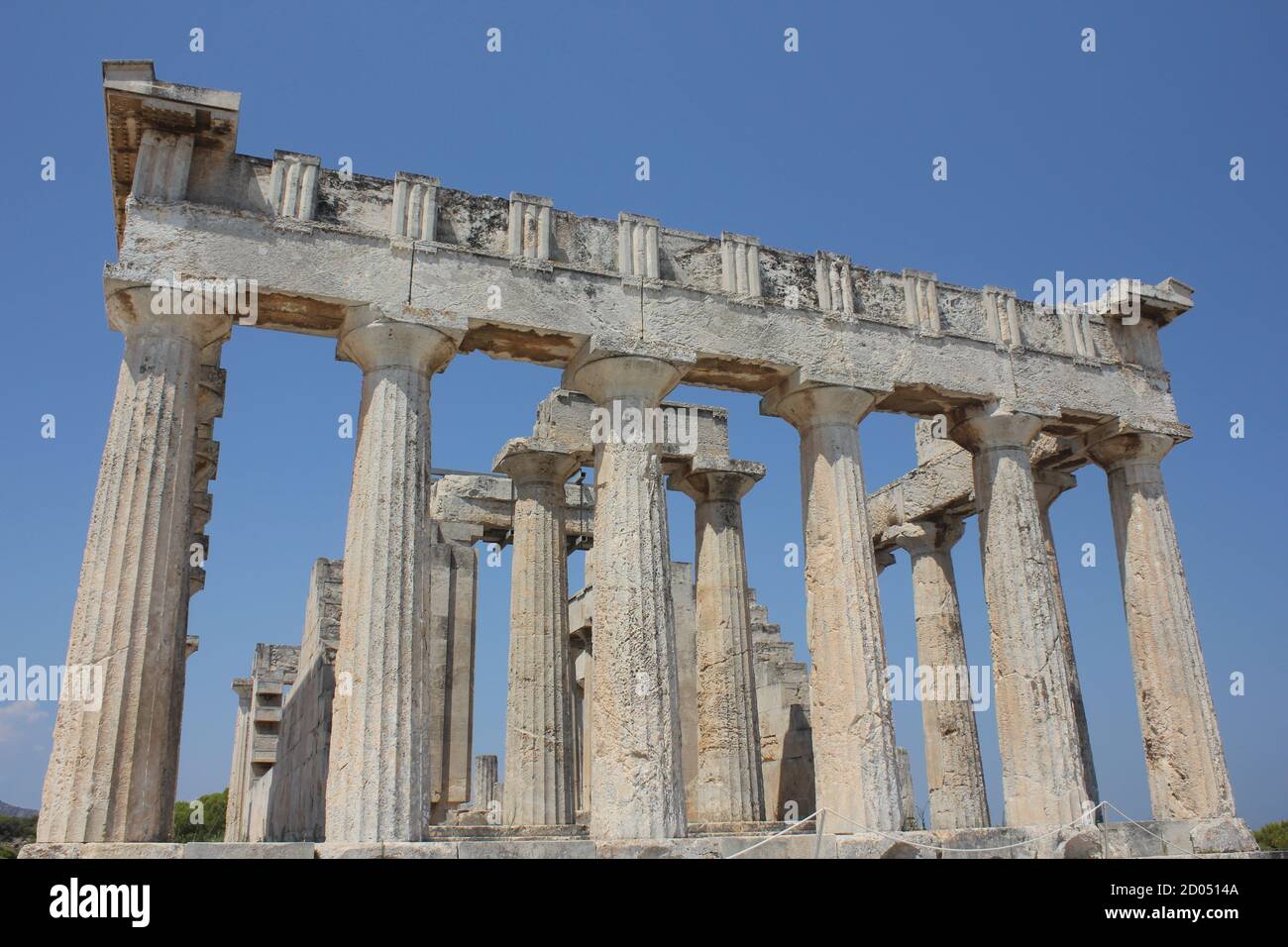 The Ancient Greek Temple of Afaea (Afaia) in Aegina island in Greece Stock Photo