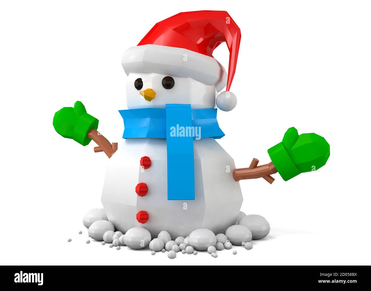 Snowman LowPoly - 3D Stock Photo