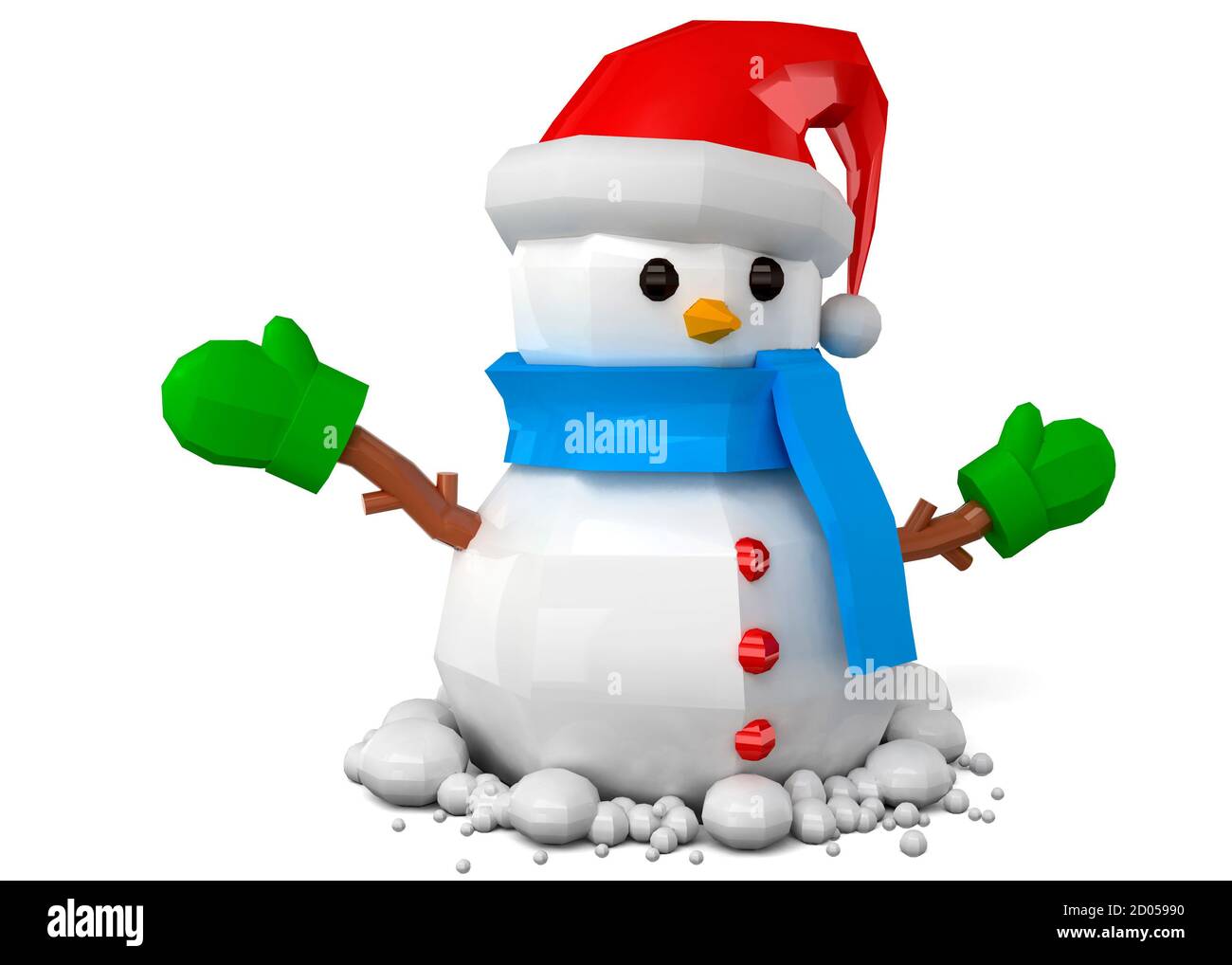 Snowman LowPoly - 3D Stock Photo