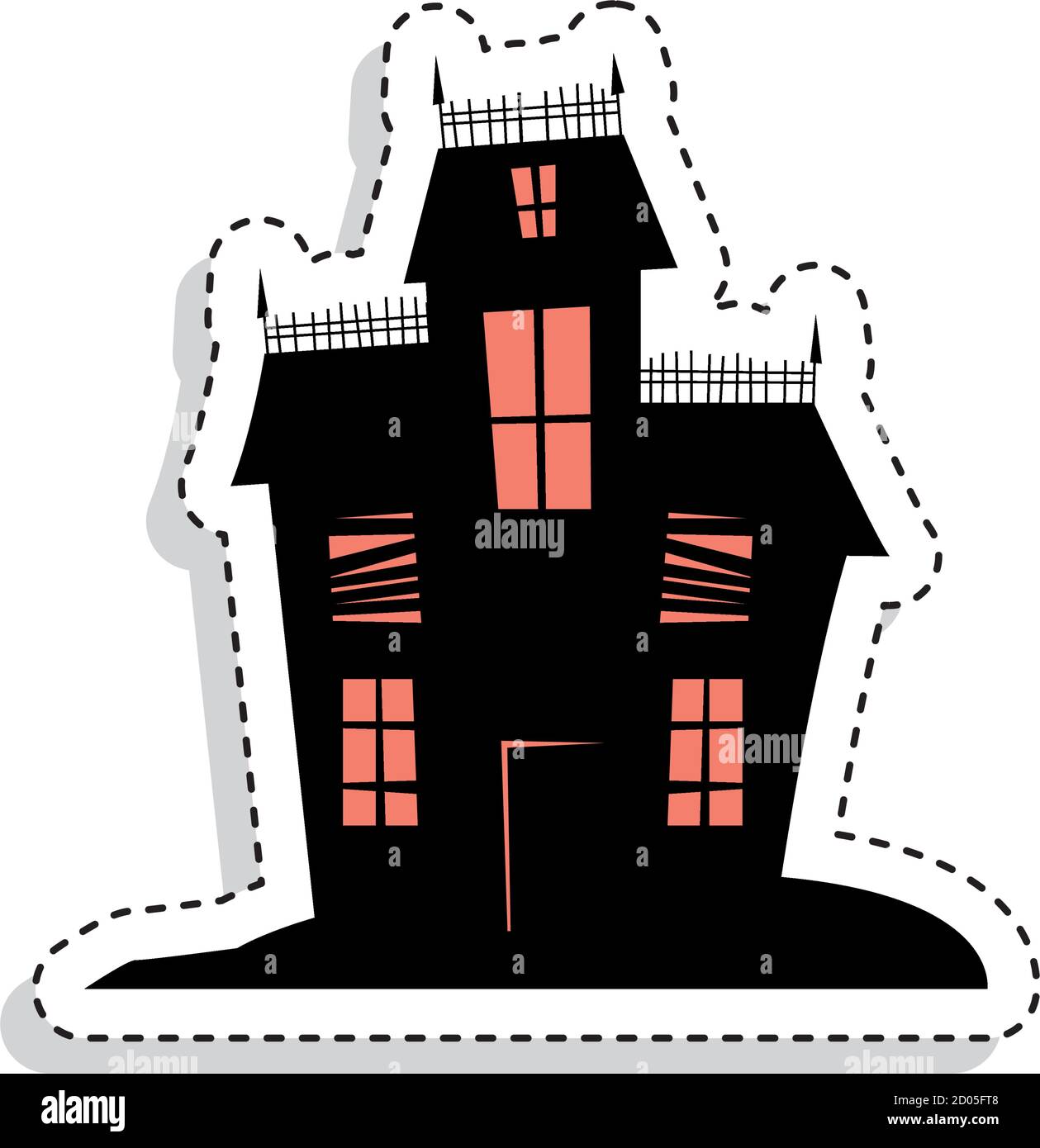 Sticker of a scary haunted house. Halloween season icon - Vector Stock ...