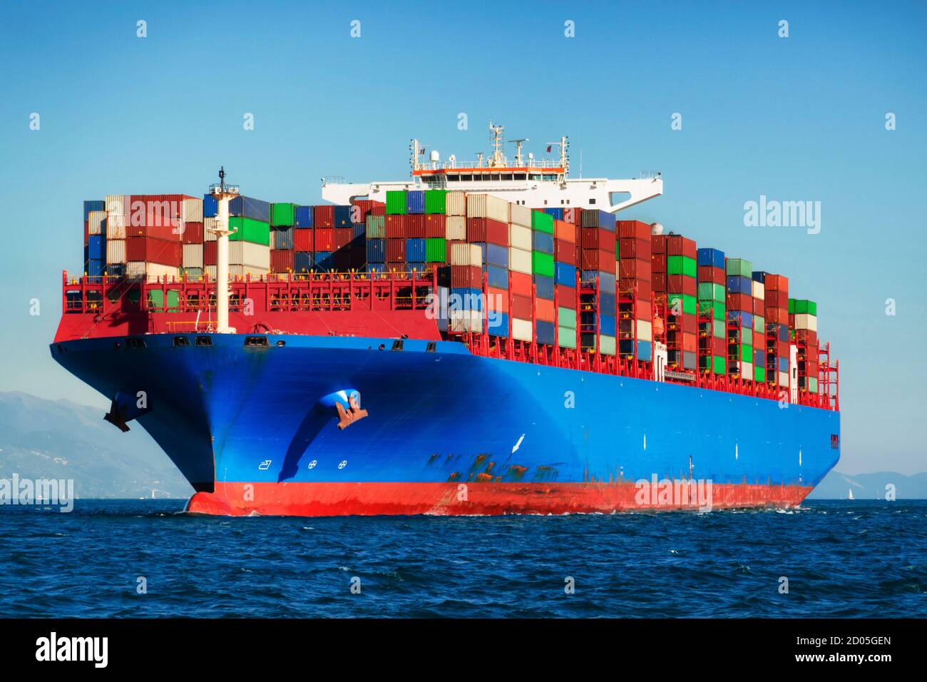 cargo container ship in import export business, commercial international trade logistic and transportation concept Stock Photo