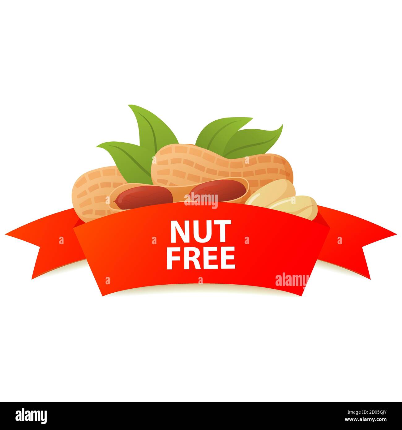 Nut free peanuts. Realistic vector illustration.Allergy Warning Stock