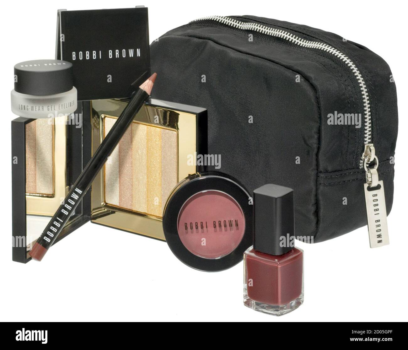 bobbi brown makeup travel kit photographed on a white background Stock