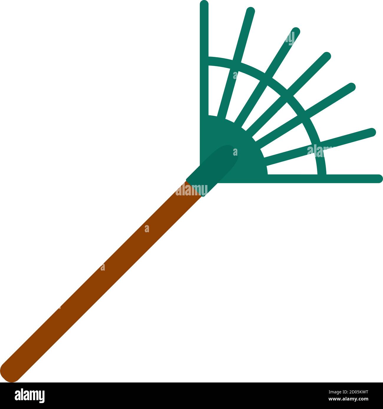 garden rake tool icon over white background, flat style, vector ...