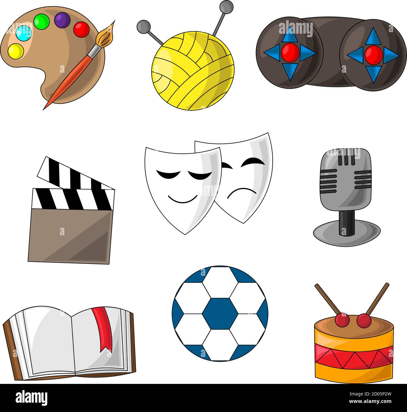 Color icons on the theme of Hobbies and Creativity Stock Vector Image ...