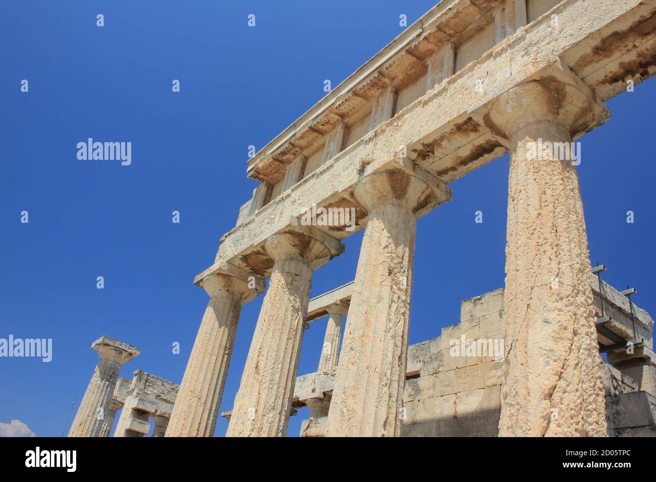 The ancient Greek temple of Afaea (Afaia) in Aegina island , Greece Stock Photo