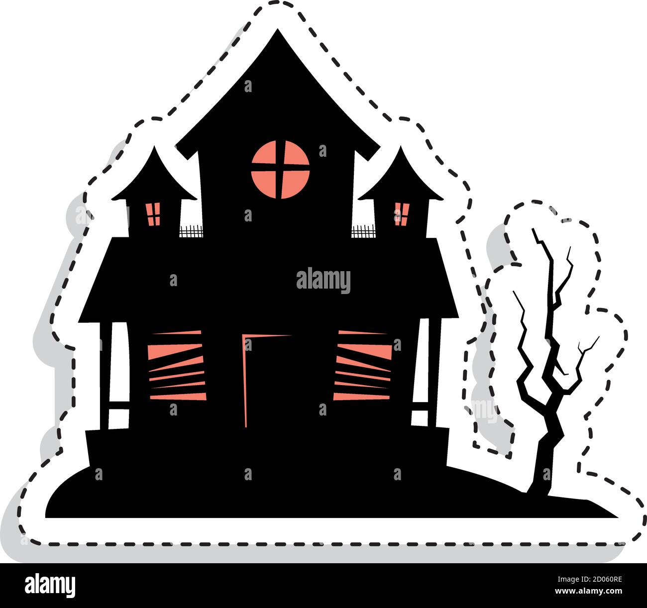 Sticker of a scary haunted house. Halloween season icon - Vector Stock ...