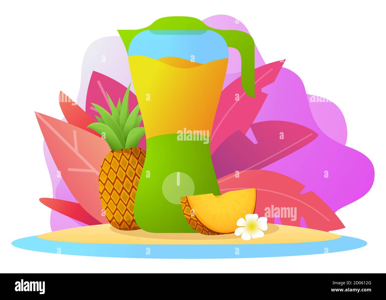 Blender pineapple smoothie juice. Tropical fruit drink. Stock Vector