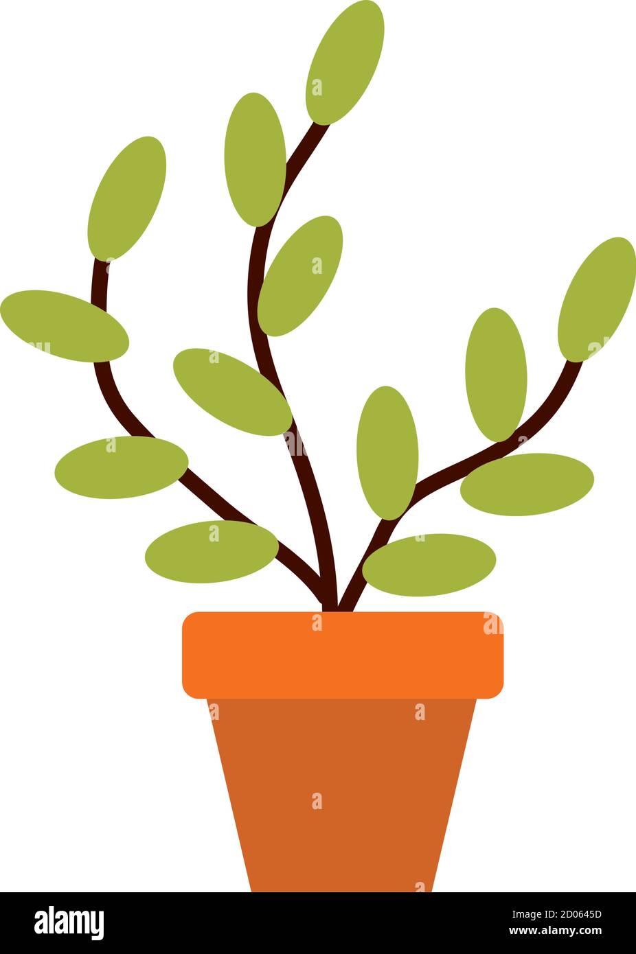 gardening concept, plant in a pot icon over white background, flat ...