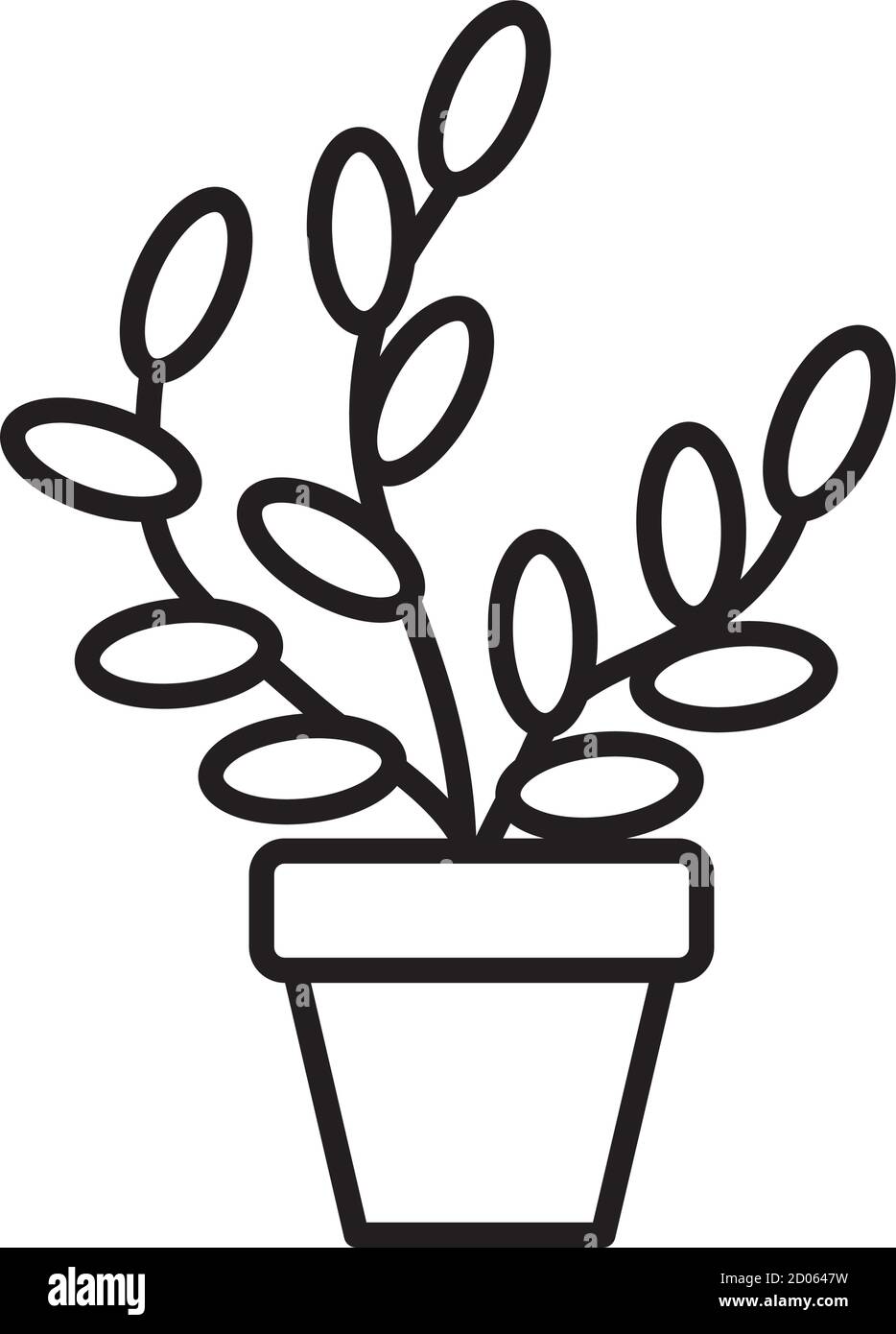 gardening concept, plant in a pot icon over white background, line ...