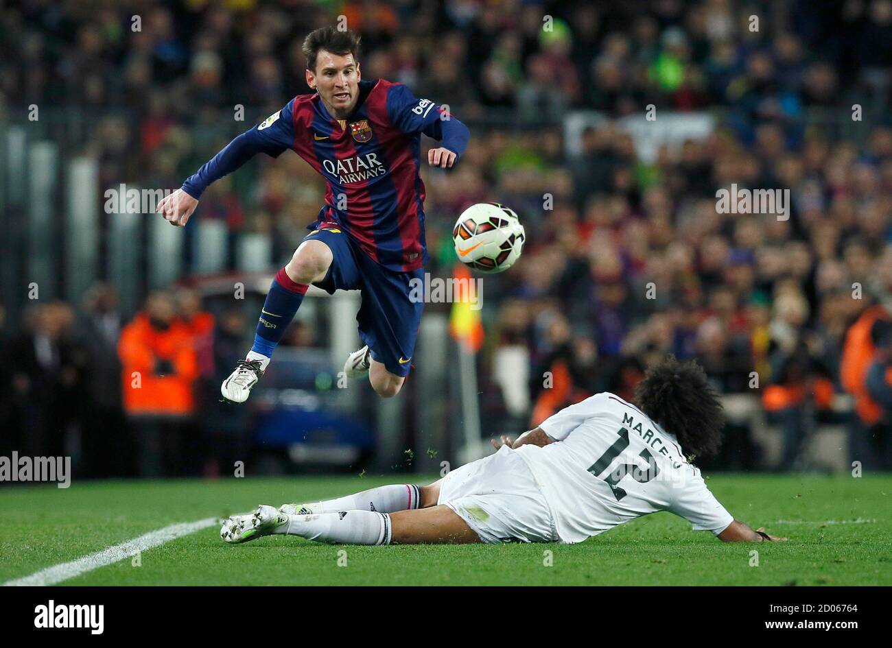 Barcelona S Lionel Messi L Jumps Over Real Madrid S Marcelo During Their Spanish First Division Clasico Soccer Match At Camp Nou Stadium In Barcelona March 22 15 Reuters Albert Gea Stock Photo Alamy Barcelona S Lionel Messi L Jumps Over Real Madrid S Marcelo During Their Spanish First Division Clasico Soccer Match At Camp Nou Stadium In Barcelona March 22 15 Reuters Albert Gea Stock Photo Alamy