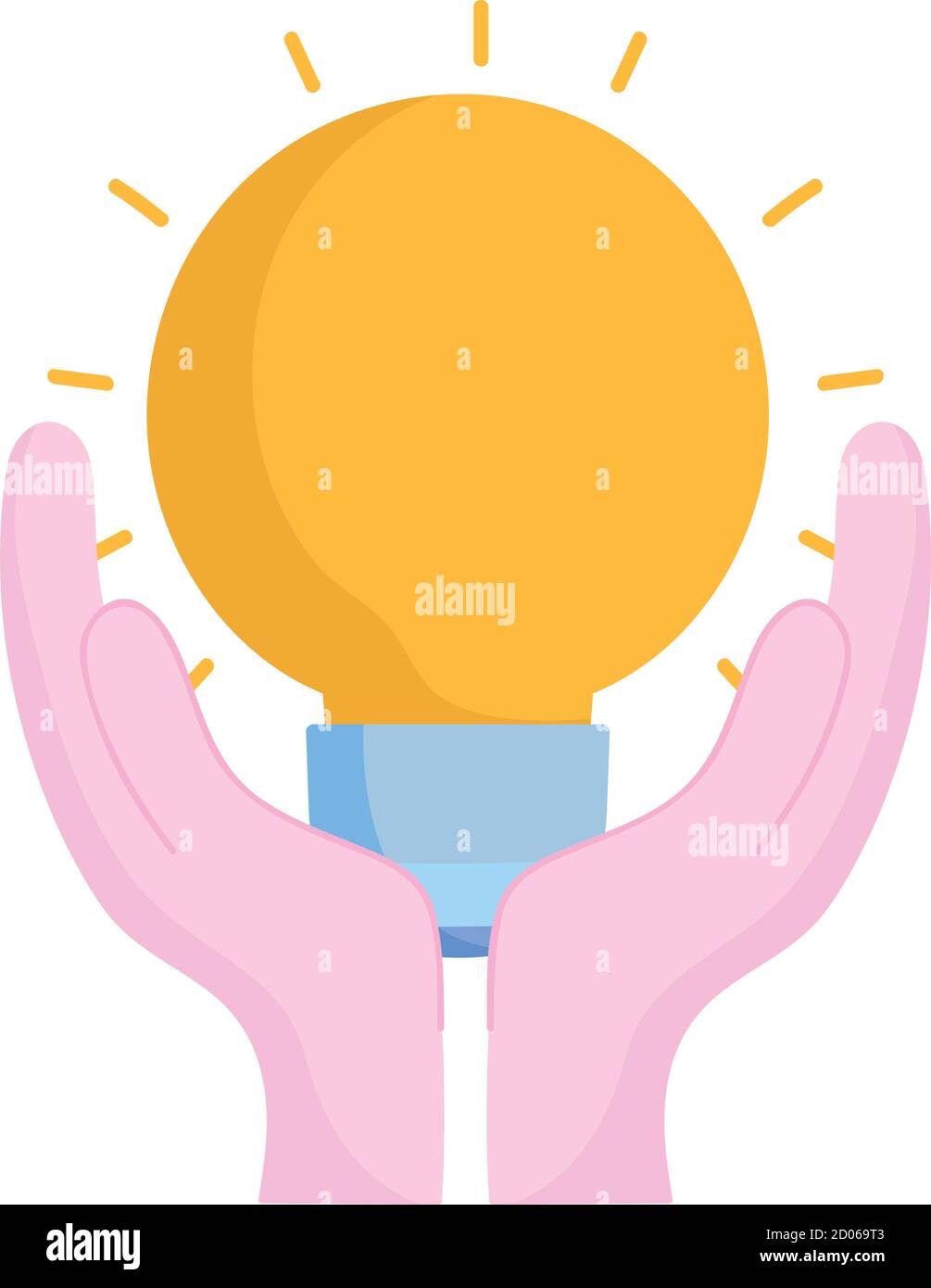 hands holding light bulb idea isolated icon style vector illustration ...