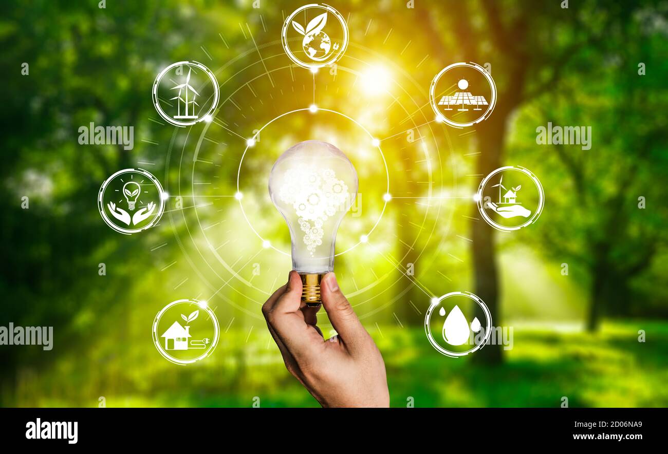 Green energy innovation light bulb with future industry of power