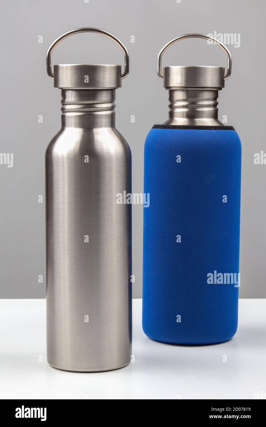 metal steel water flasks. metal drinking utensils Stock Photo Alamy