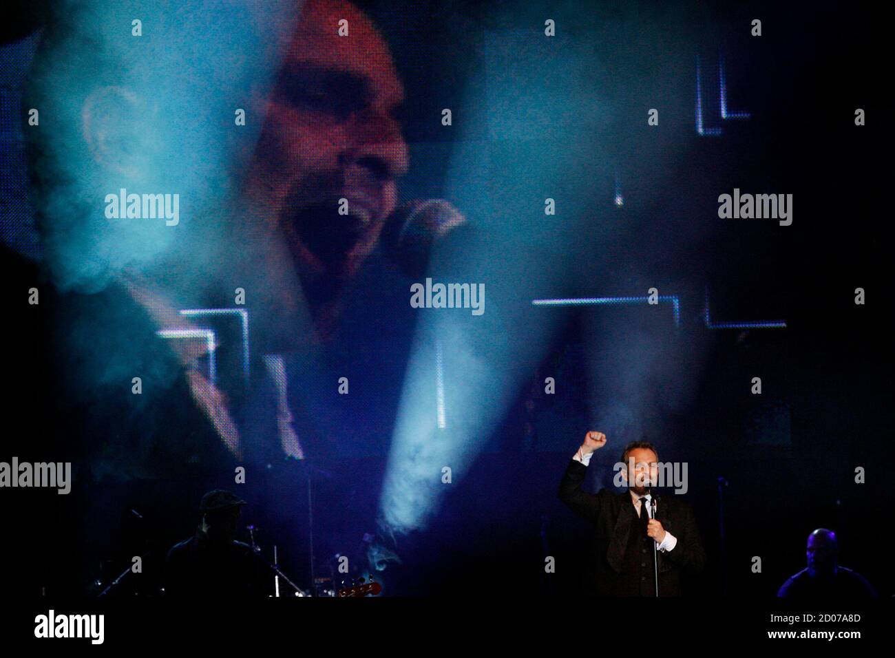 Spain S Miguel Bose Performs During The Centennial Celebrations For The El Tiempo Newspaper In Bogota February 13 11 Reuters Fredy Builes Colombia s Entertainment Media Stock Photo Alamy