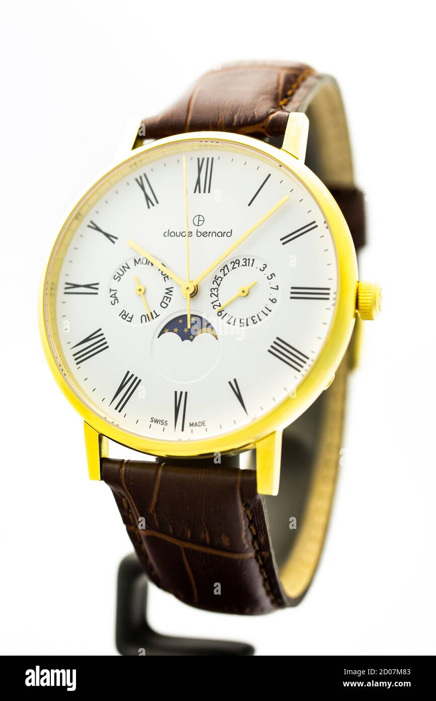 Geneve Switzerland 01.10.2020 Claude Bernard swiss made watch moon calendar Stock Photo Alamy