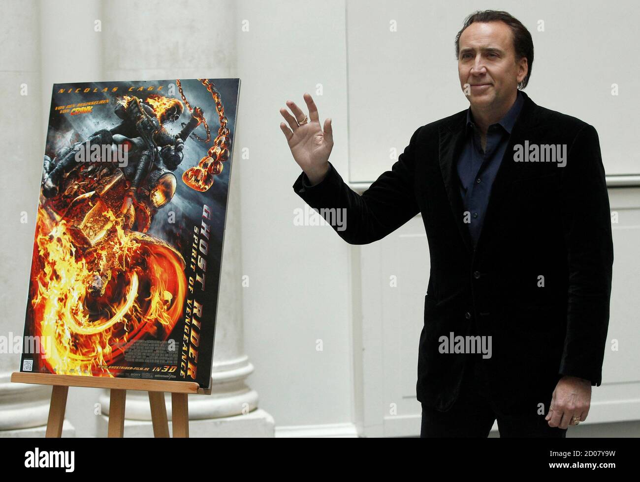 U.S. actor Nicolas Cage poses to promote his movie 'Ghost Rider: Spirit of  Vengeance' in Berlin