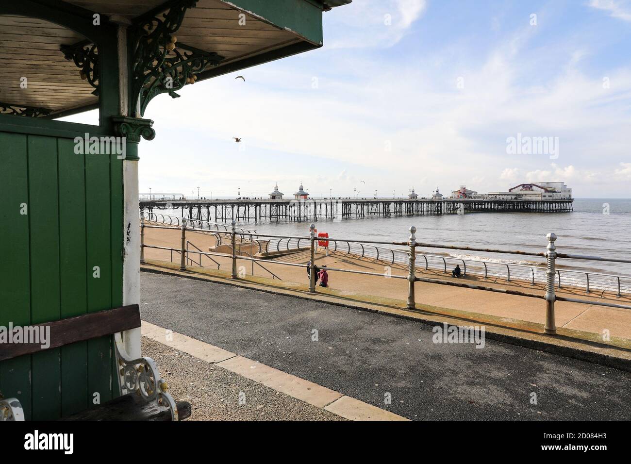 Promenade on the seafront and the North Pier at Blackpool, Lancashire, England, UK Stock Photo