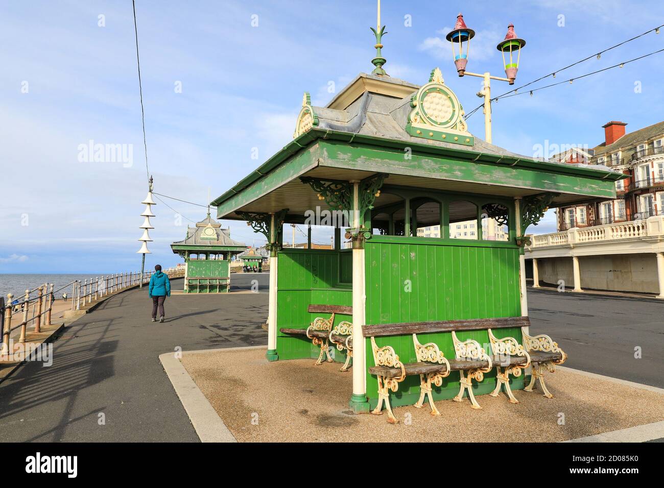A Victorian public shelter on the Promenade on the seafront at Blackpool, Lancashire, England, UK Stock Photo