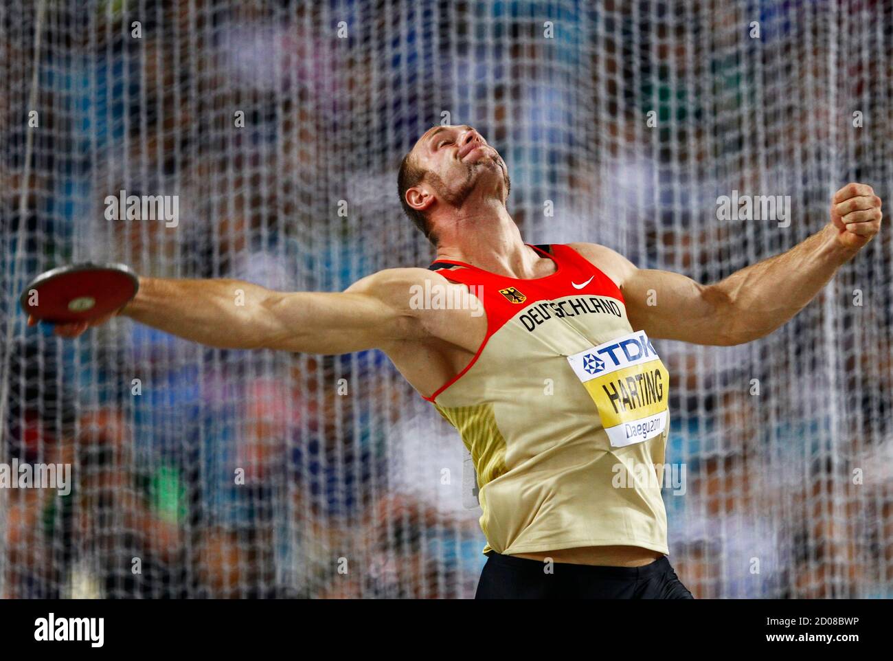 Robert Harting of Germany competes in the men's discus throw final at the  IAAF World Championships in Daegu August 30, 2011. REUTERS/Kai Pfaffenbach  (SOUTH KOREA - Tags: SPORT ATHLETICS Stock Photo - Alamy