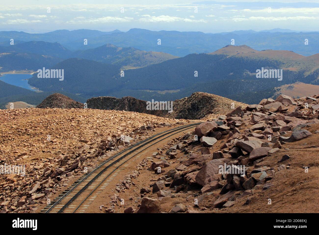 Tracks for the Pikes Peak Cog Railway. Stock Photo