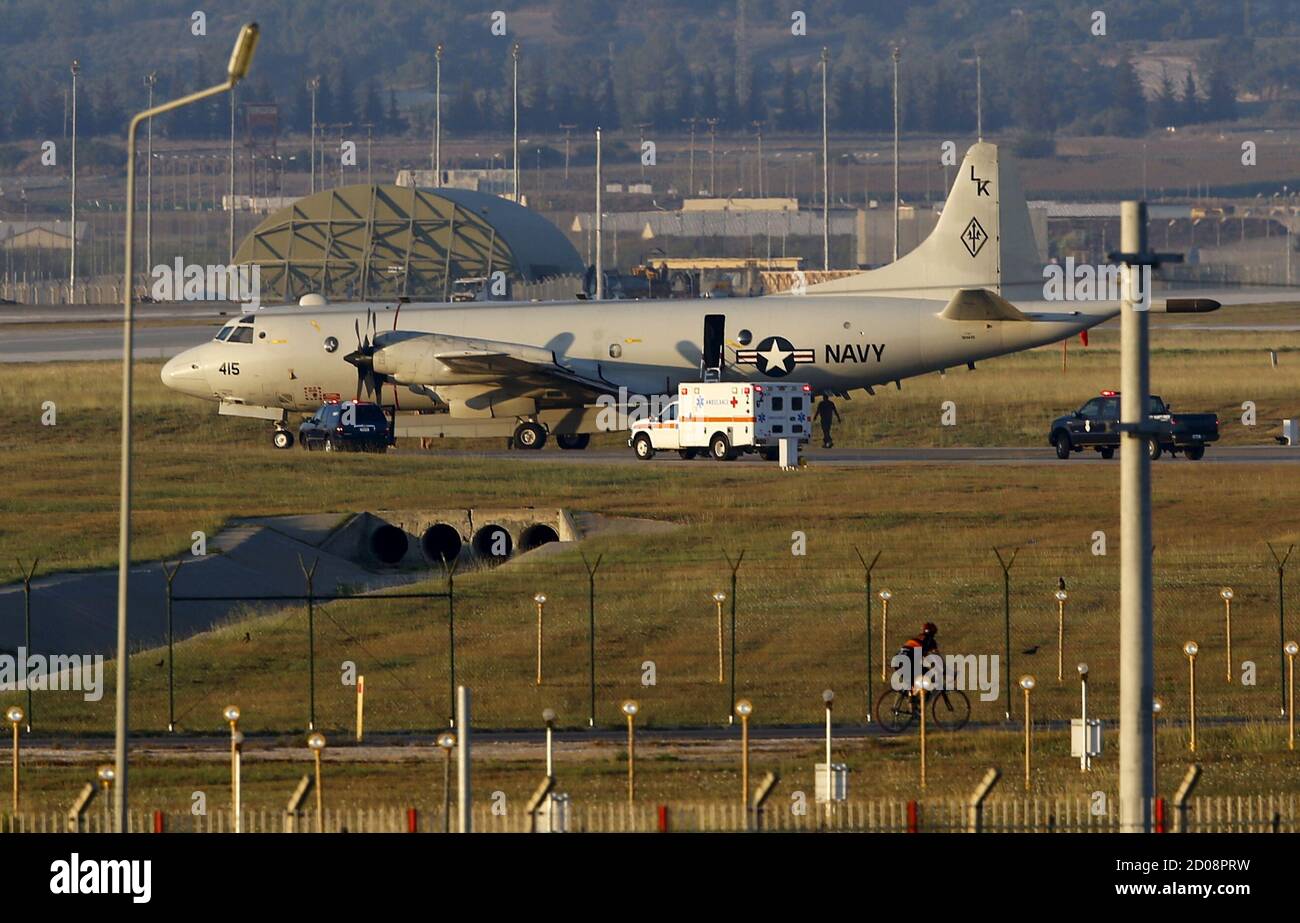 An Ambulance Is Seen Next To A U S Navy P 3 Orion Maritime Patrol Aircraft After It Landed At Incirlik Airbase In The Southern City Of Adana Turkey July 25 15 Reuters Murad Sezer