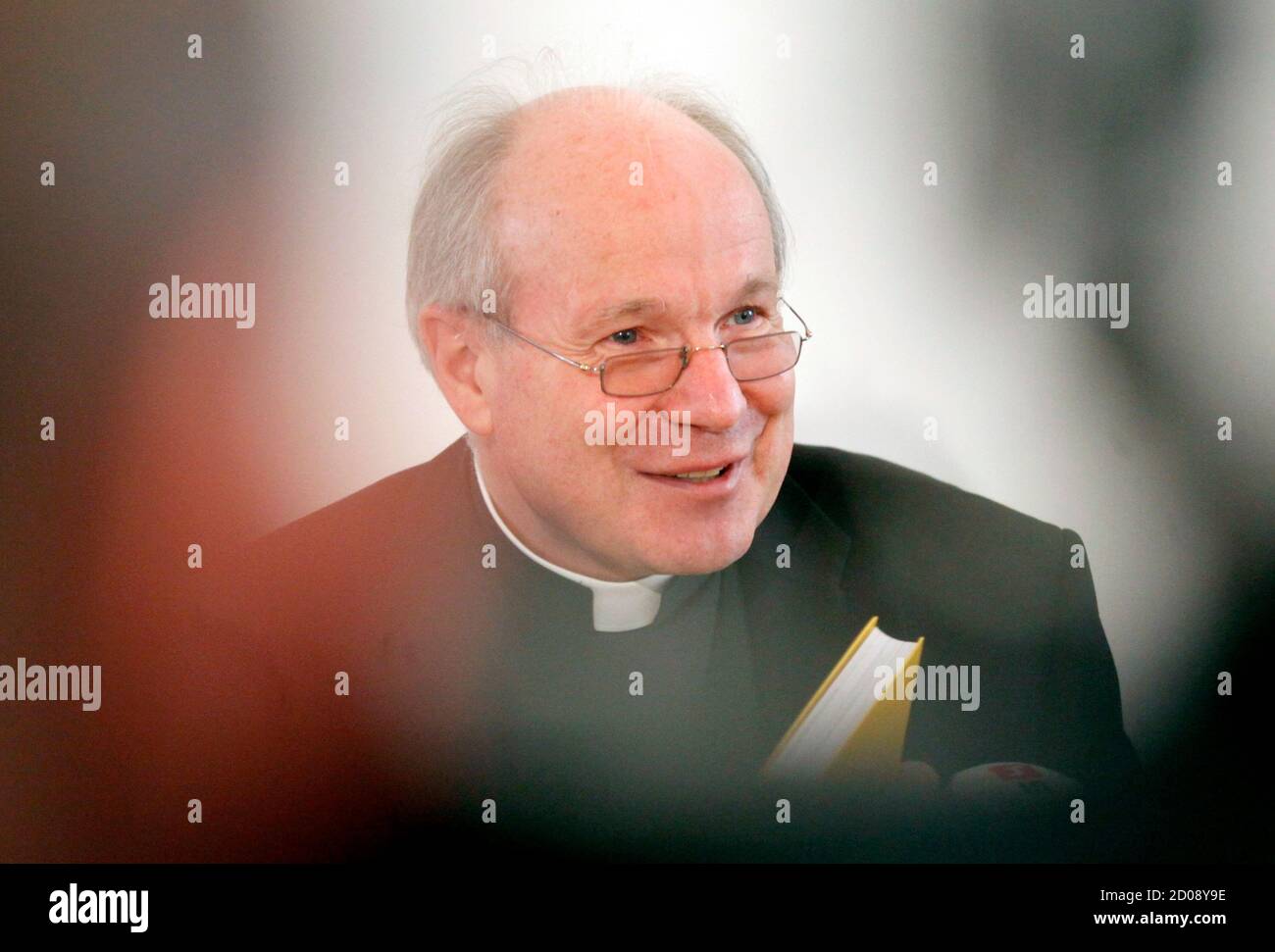 Cardinal Christoph Schoenborn, Archbishop of Vienna, briefs the media during a news conference in Vienna March 23, 2012.   REUTERS/Herwig Prammer  (AUSTRIA - Tags: POLITICS RELIGION) Stock Photo
