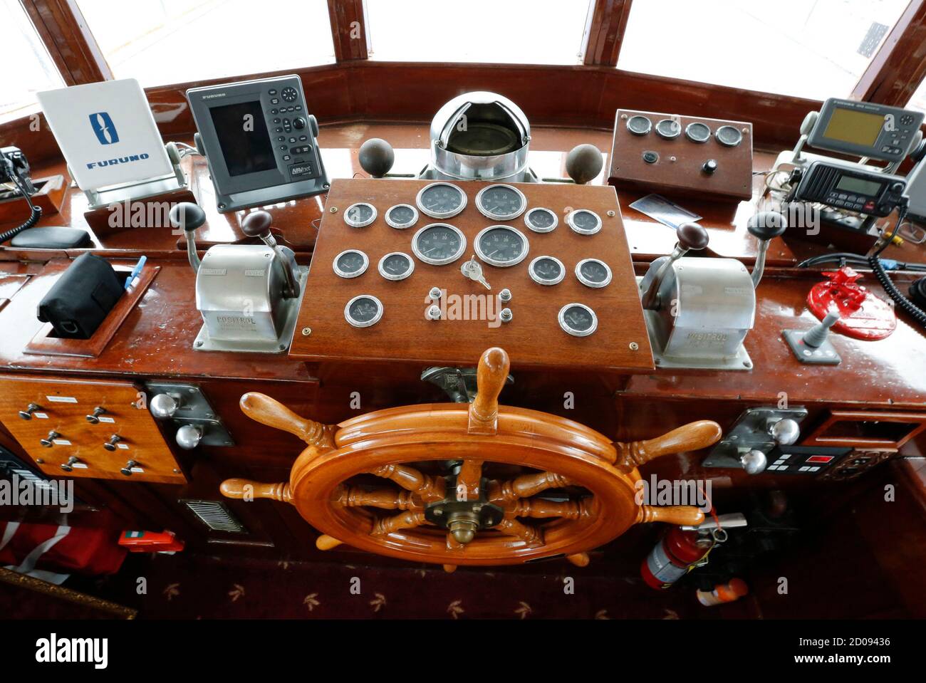 The bridge on the former presidential yacht, Honey Fitz, is ...