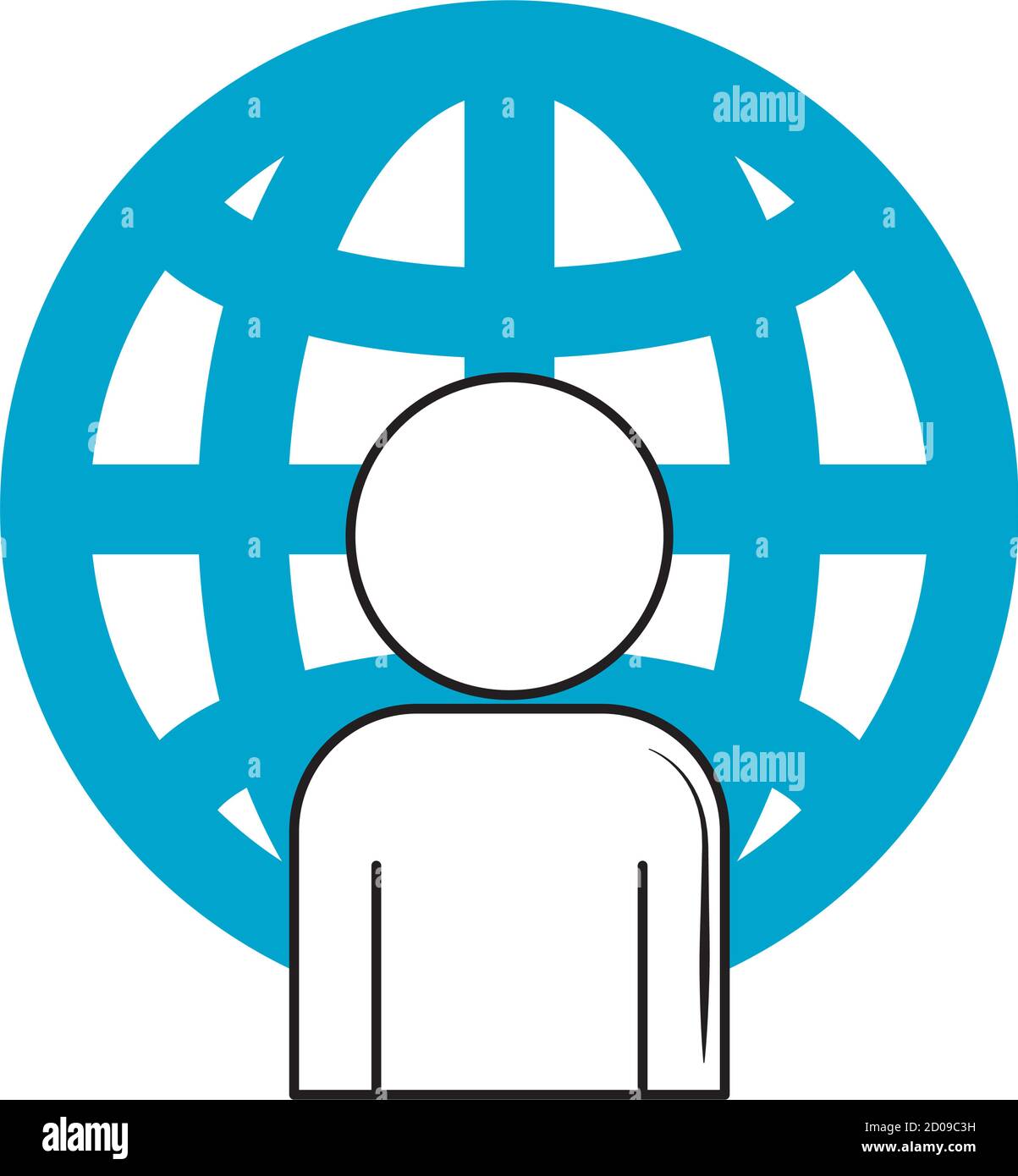 world person employee vector illustration blue line and fill Stock Vector