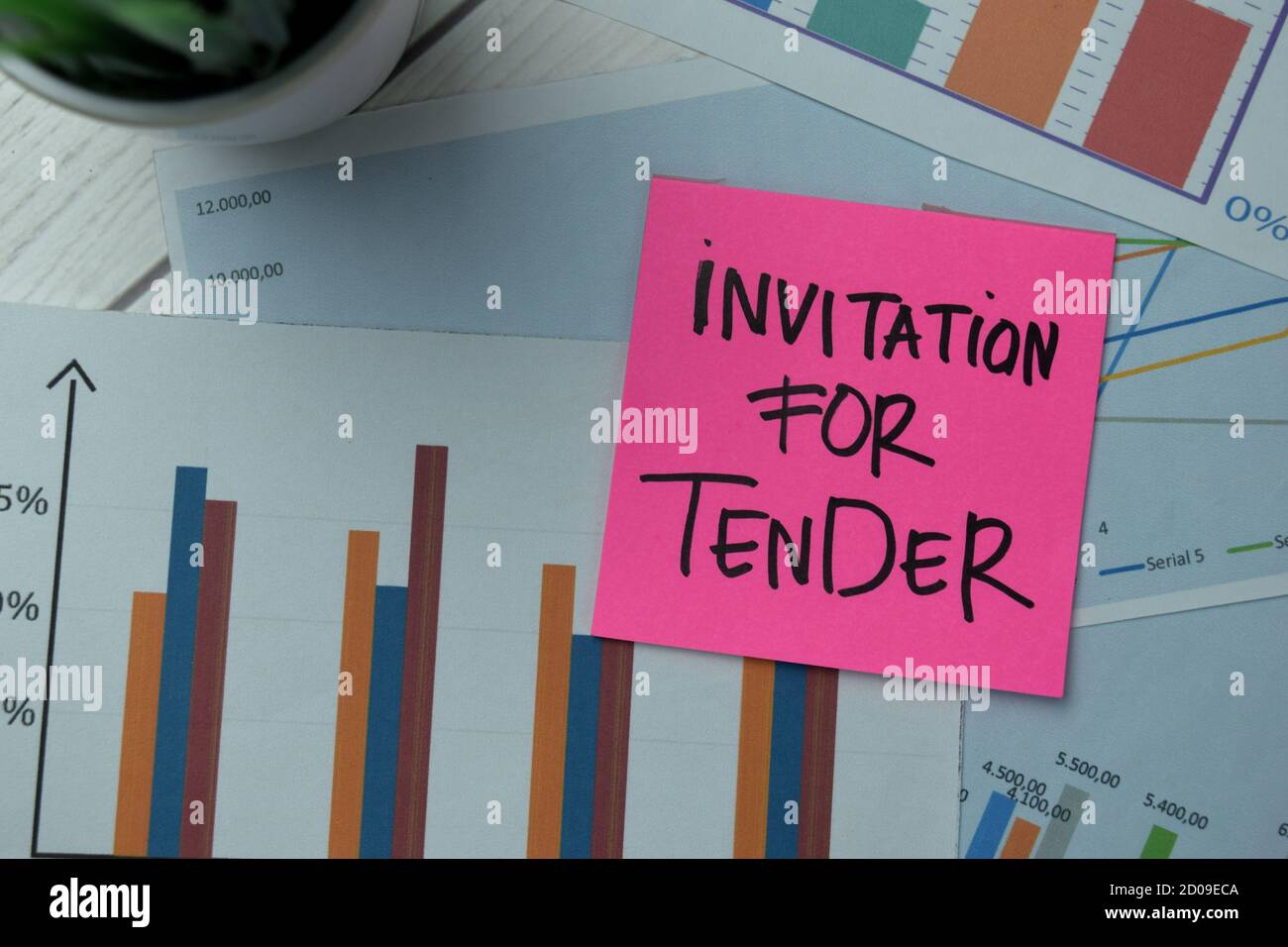 Invitation For Tender write on sticky notes isolated on office desk. Stock Photo