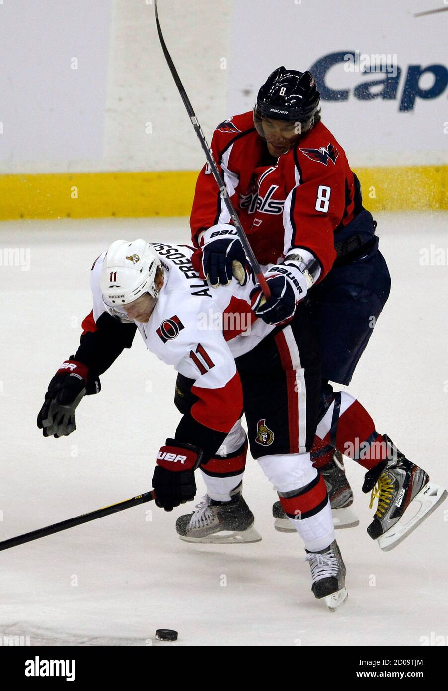 Washington Capitals Left Wing Alex Ovechkin 8 Tries To Get Around Ottawa Senators Right Wing Daniel Washington Capitals Left Wing Alex Ovechkin 8 Tries To Get Around Ottawa Senators Right Wing Daniel