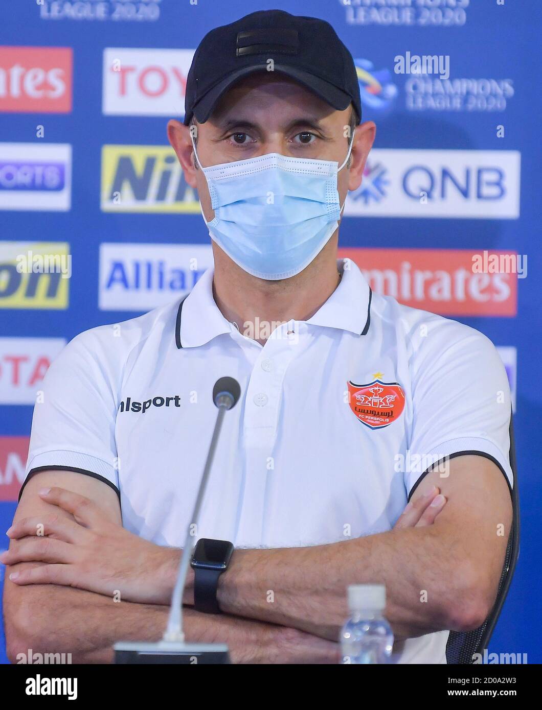 Doha Qatar 2nd Oct 2020 Persepolis Fc S Head Coach Yahya Golmohammadi Attends A Press Conference Ahead Of The Semi Final Match Of Afc Champions League Between Al Nassr Fc Of Saudi Arabia And