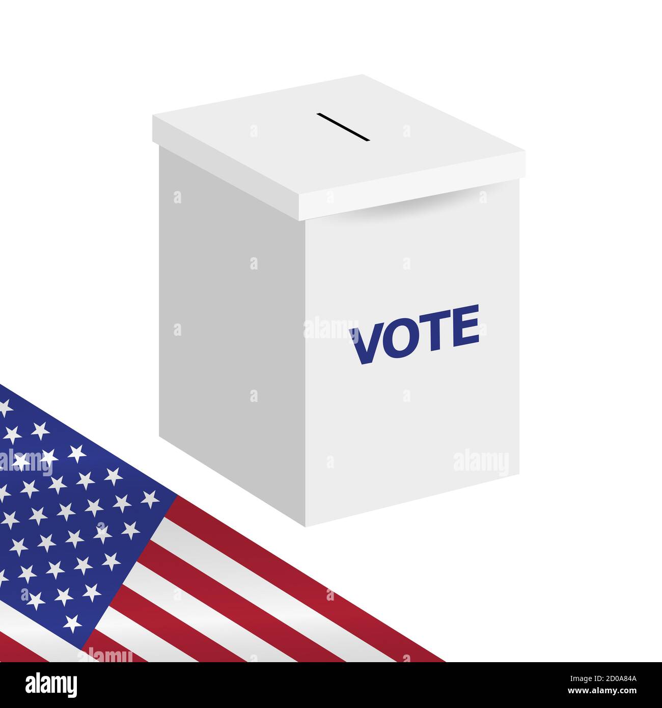 White isometric ballot box. 2020 United States presidential election. illustration. Stock Photo
