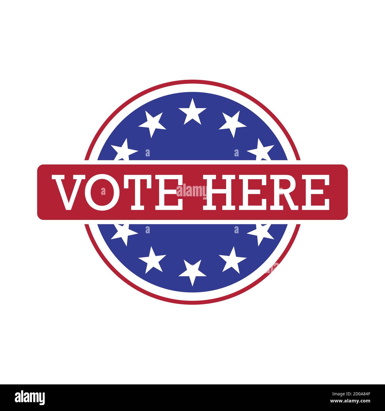 VOTE HERE. Polling place sign. 2020 United States presidential election. illustration. Stock Photo