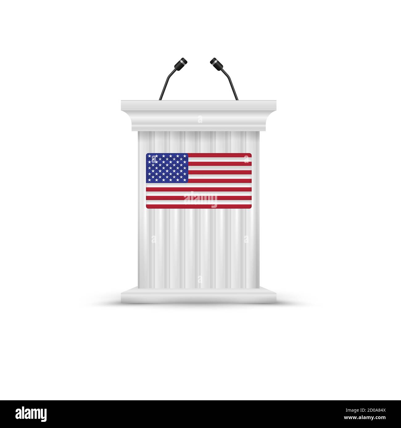 White tribune for political debate. 2020 United States presidential election. illustration. Stock Photo