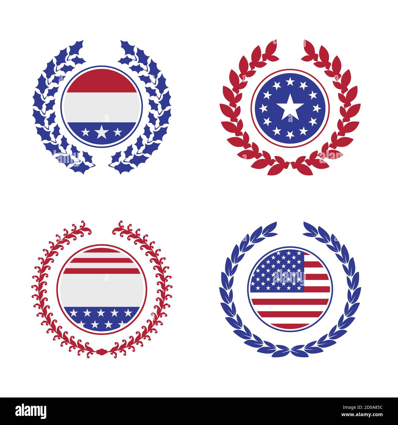 Laurel wreath with American symbols. 2020 United States presidential election. illustration. Stock Photo