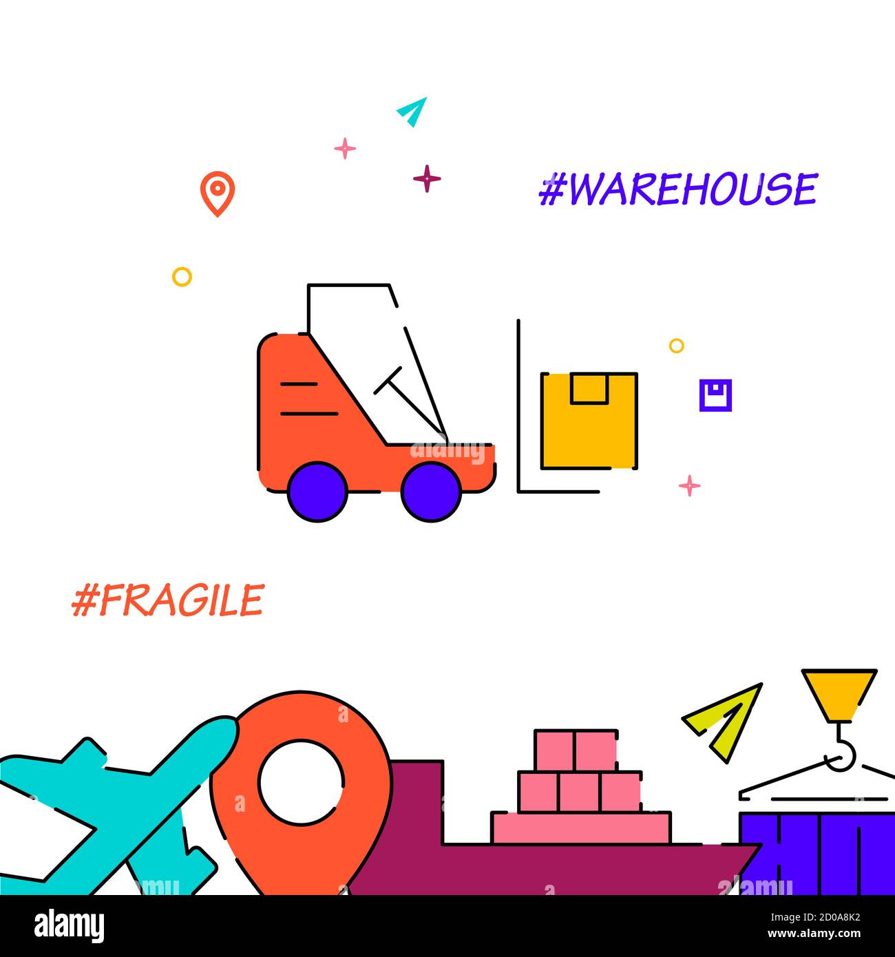 Warehouse loader filled line icon, simple illustration, cargo and ...