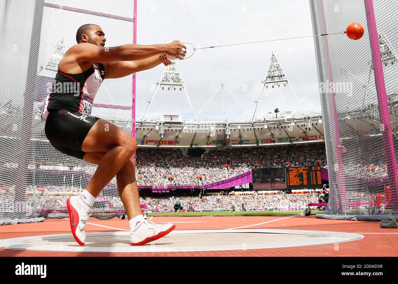 Egypt's Mostafa Al-Gamel competes during Group A of the men's hammer throw  qualifications in the London 2012 Olympic Games at the Olympic Stadium  August 3, 2012. REUTERS/Kai Pfaffenbach (BRITAIN - Tags: OLYMPICS