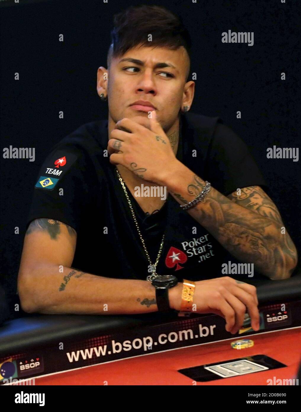 Brazilian soccer star and Barcelona player Neymar takes part in the Neymar  Jr Charity Home Game poker tournament in Sao Paulo July 26, 2015.  REUTERS/Nacho Doce Stock Photo - Alamy