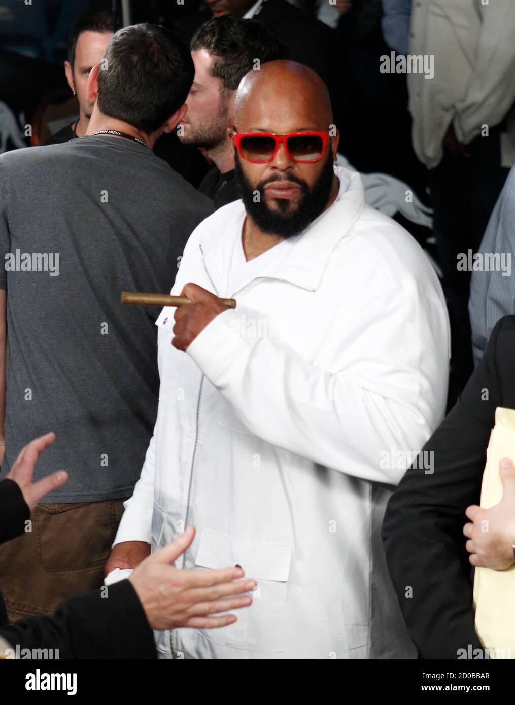 CEO of Black Kapital Records Suge Knight is seen following the Miguel Cotto and Floyd Mayweather Jr. title fight at the MGM Grand Garden Arena in Las Vegas, Nevada May 5, 2012. REUTERS/Steve Marcus (UNITED STATES - Tags: SPORT BOXING ENTERTAINMENT) Stock Photo
