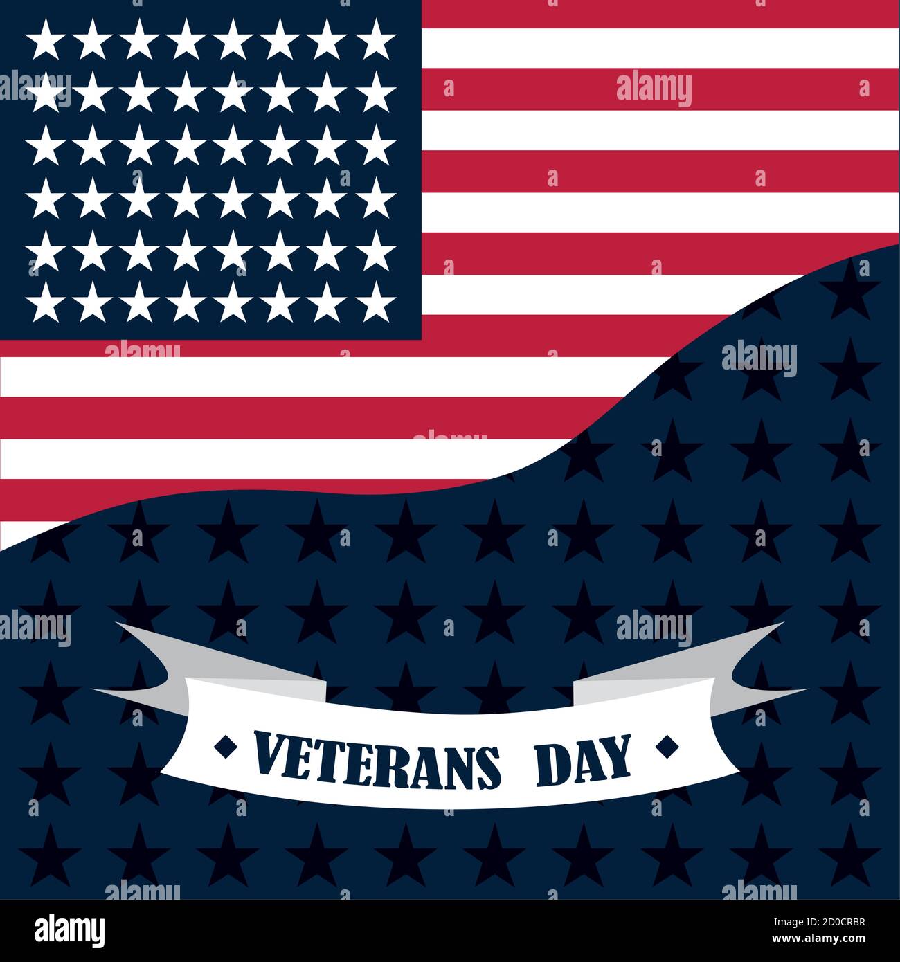 American Flag Ribbon Vector