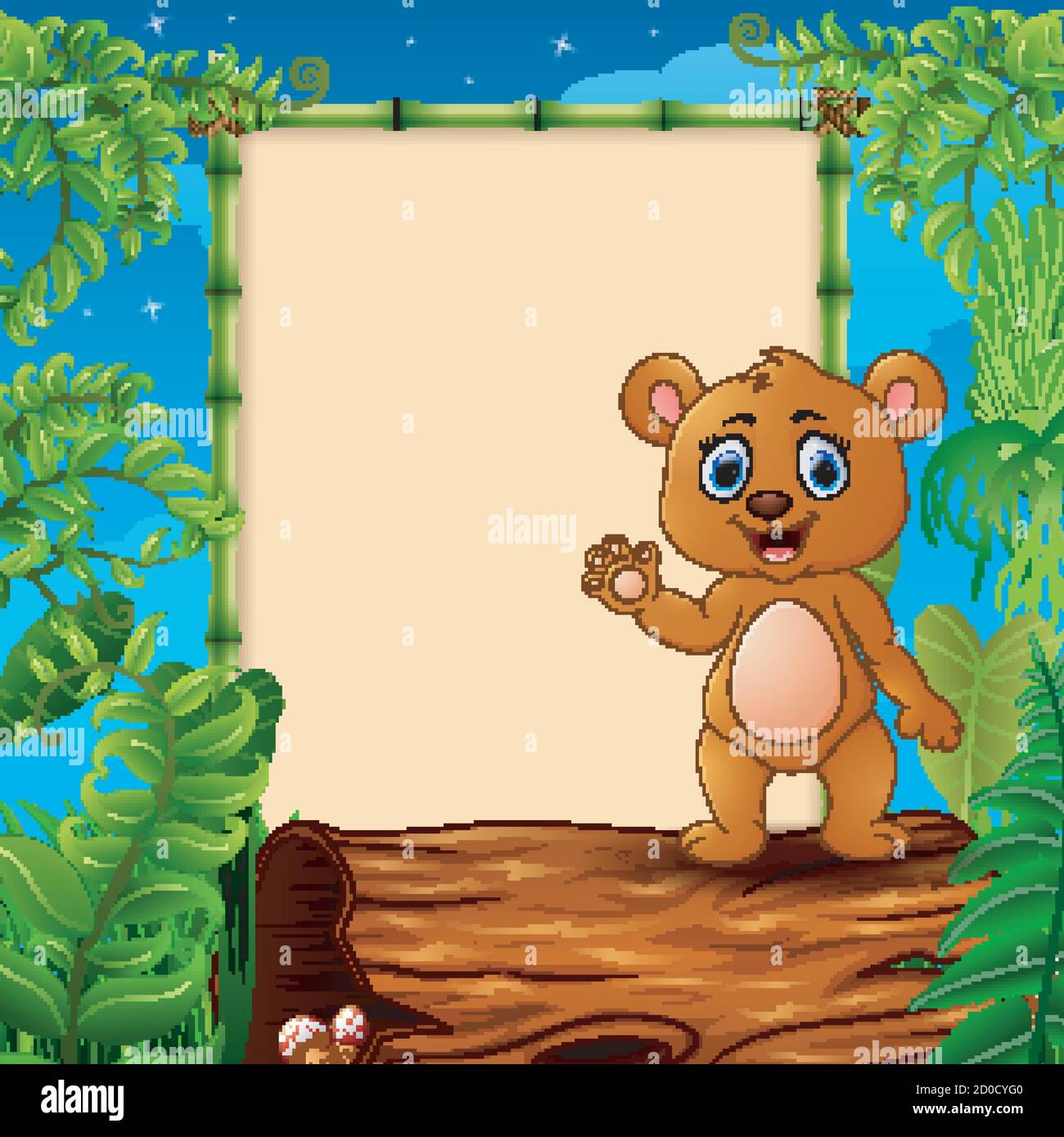 Bear on log Stock Vector Images - Alamy