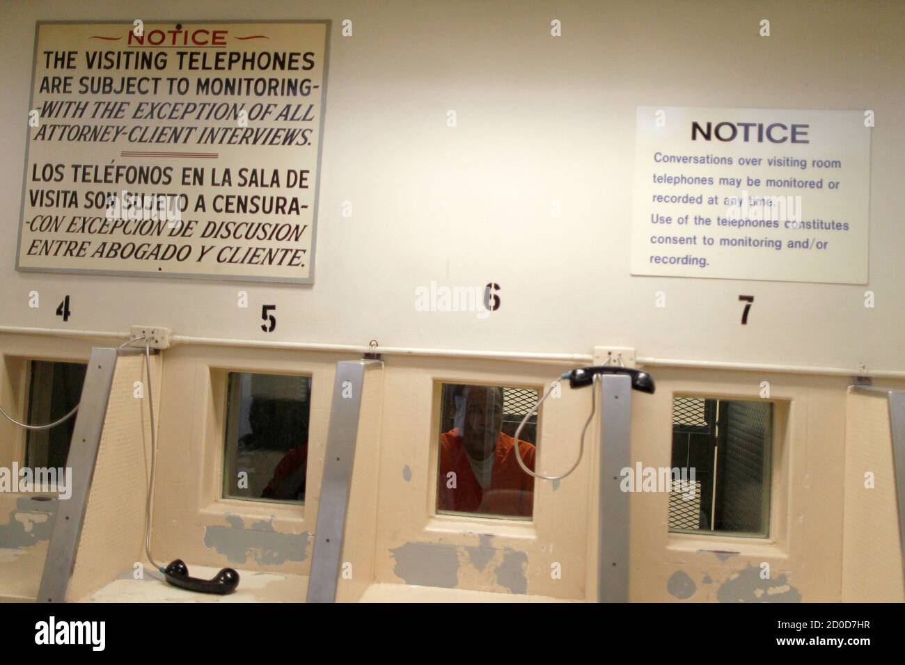 An inmate waits for a visitor at the California Institution for Men state prison in Chino, California, June 3, 2011. The Supreme Court has ordered California to release more than 30,000 inmates over the next two years or take other steps to ease overcrowding in its prisons to prevent 'needless suffering and death.' California's 33 adult prisons were designed to hold about 80,000 inmates and now have about 145,000. The United States has more than 2 million people in state and local prisons. It has long had the highest incarceration rate in the world. REUTERS/Lucy Nicholson (UNITED STATES - Tags Stock Photo