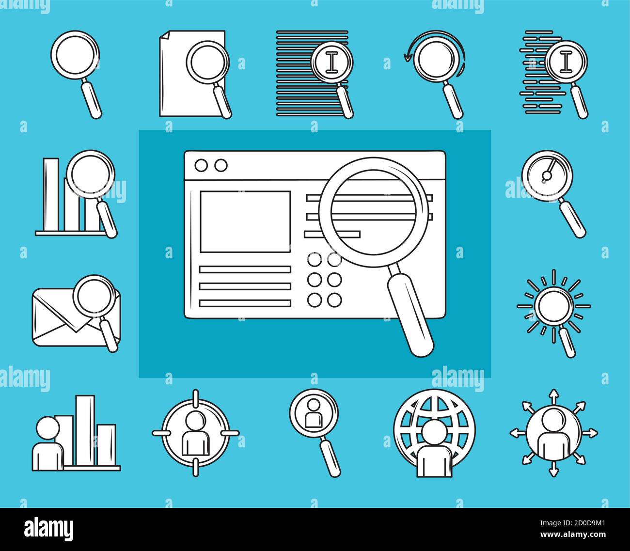 search icons, website email world magnifier thin line style vector ...