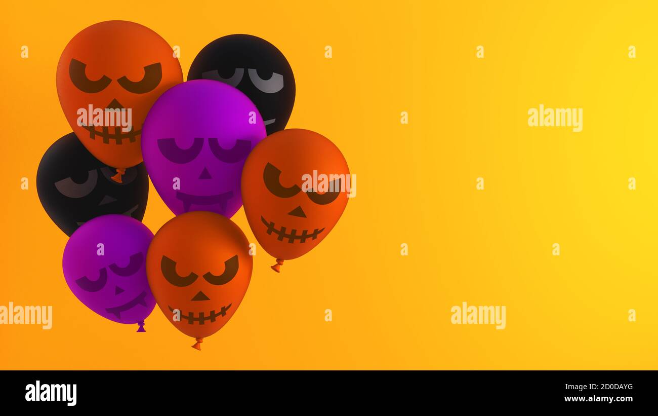 Halloween Balloons Orange Background with Copy Space Stock Photo - Alamy