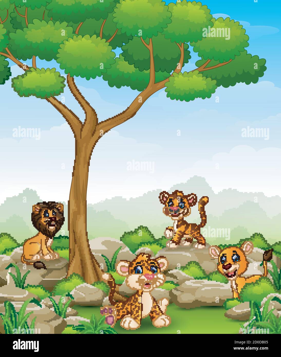 Wild animals in the jungle Stock Vector Image & Art - Alamy