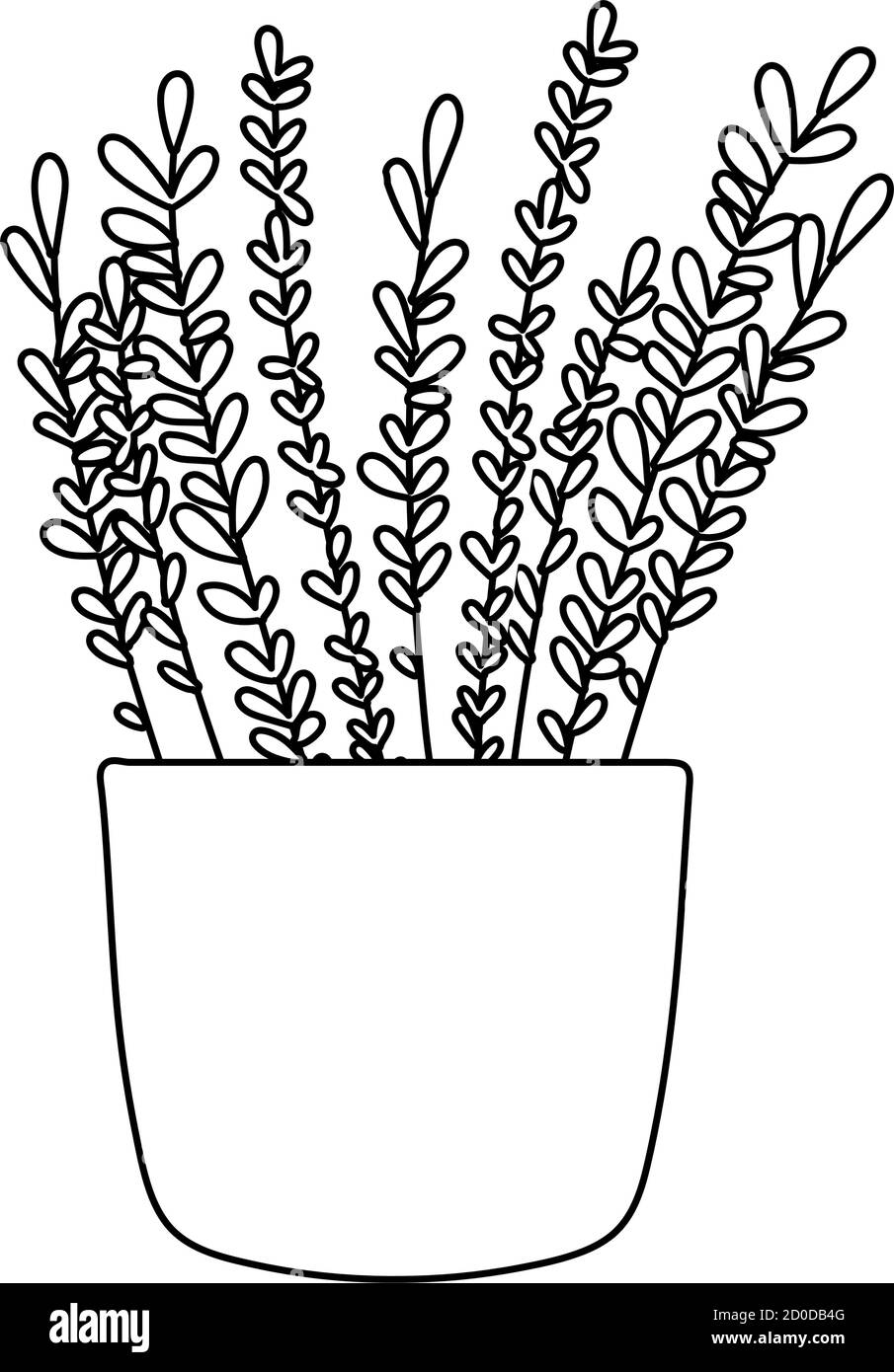 gardening, plant in pot decoration isolated line icon style vector ...