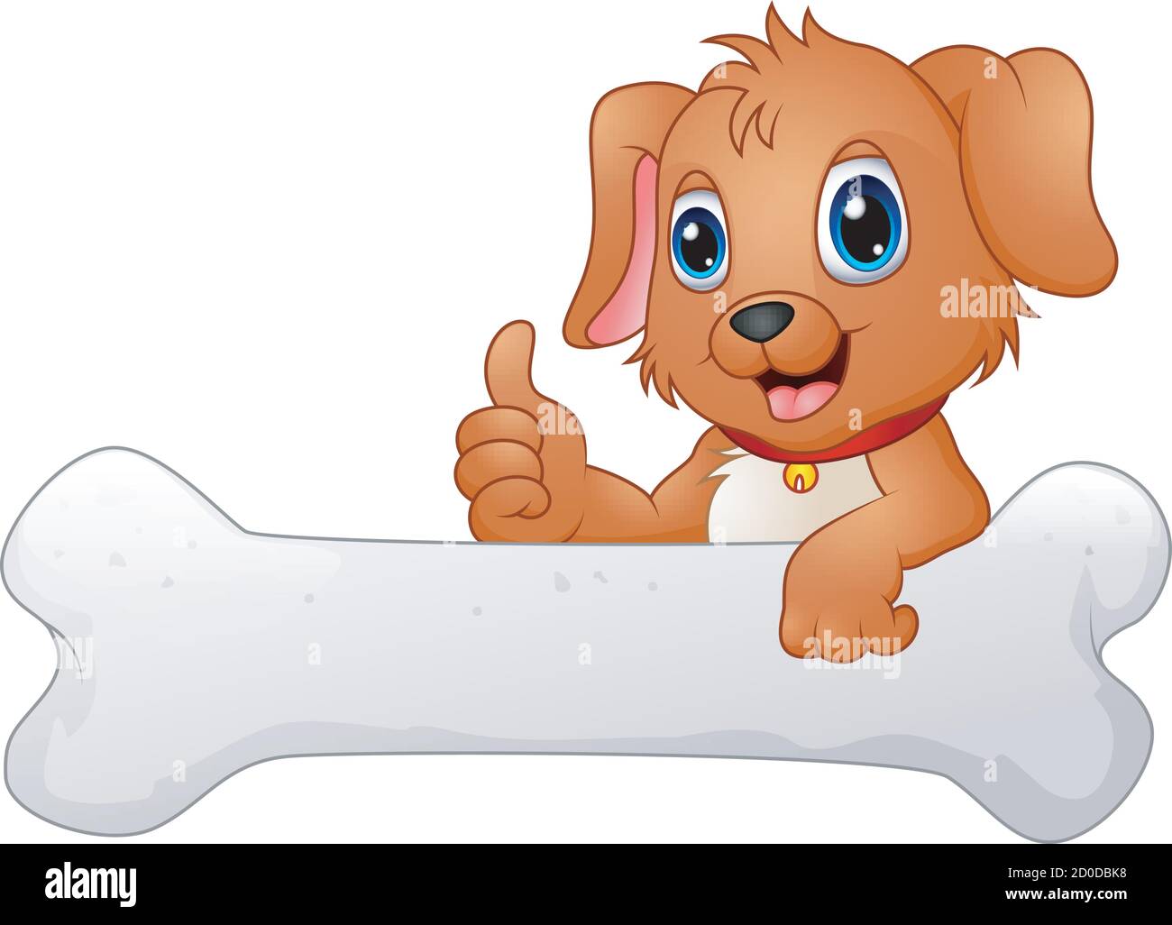Cute dog with holding bone illustration Stock Vector Image & Art - Alamy