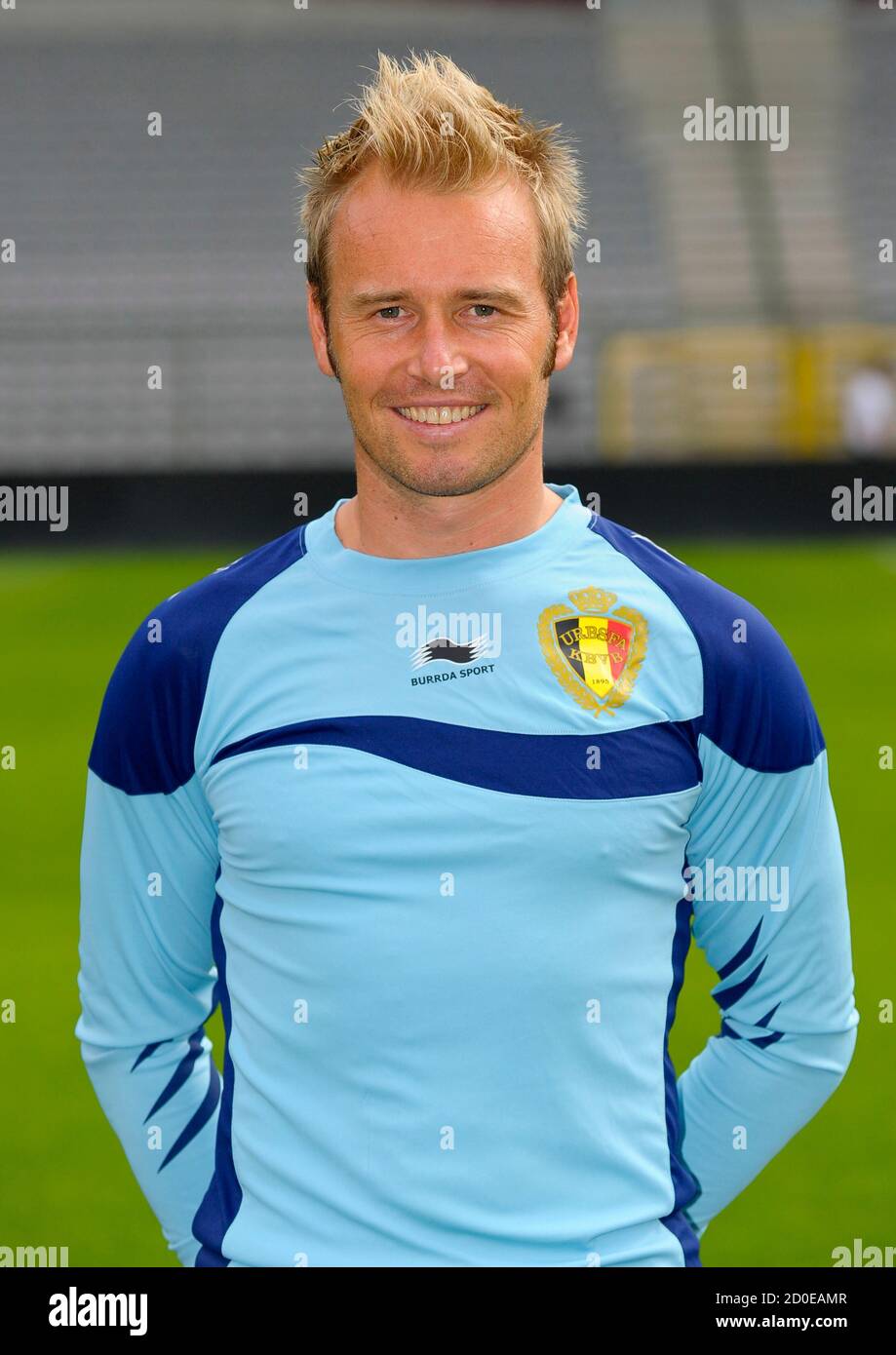 Belgium's Jean Francois Gillet poses for a photo prior to a training  session ahead of their August 15 friendly soccer match against Netherlands  in Brussels August 14, 2012. REUTERS/Laurent Dubrule (BELGIUM -